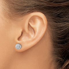 QE17099 Sterling Silver Rhodium-plated Polished Cluster Pav������������������������������������������������������ CZ Post Earrings