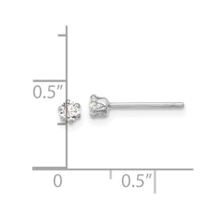QE17108 Sterling Silver RH-plated Polished 6 Prong 3mm CZ Post Stud Earrings