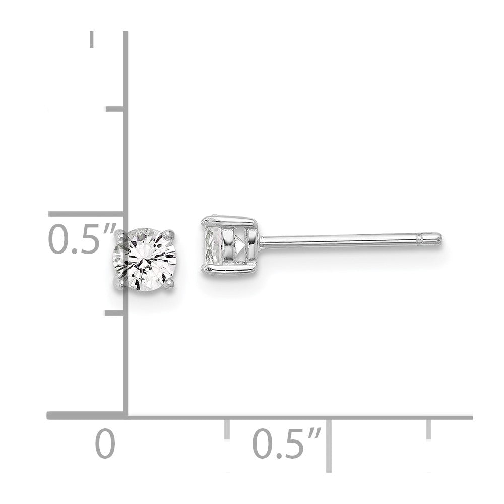 QE17110 Sterling Silver RH-plated 4mm Created White Sapphire Stud Earrings