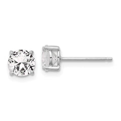 QE17111 Sterling Silver RH-plated 6mm Created White Sapphire Stud Earrings