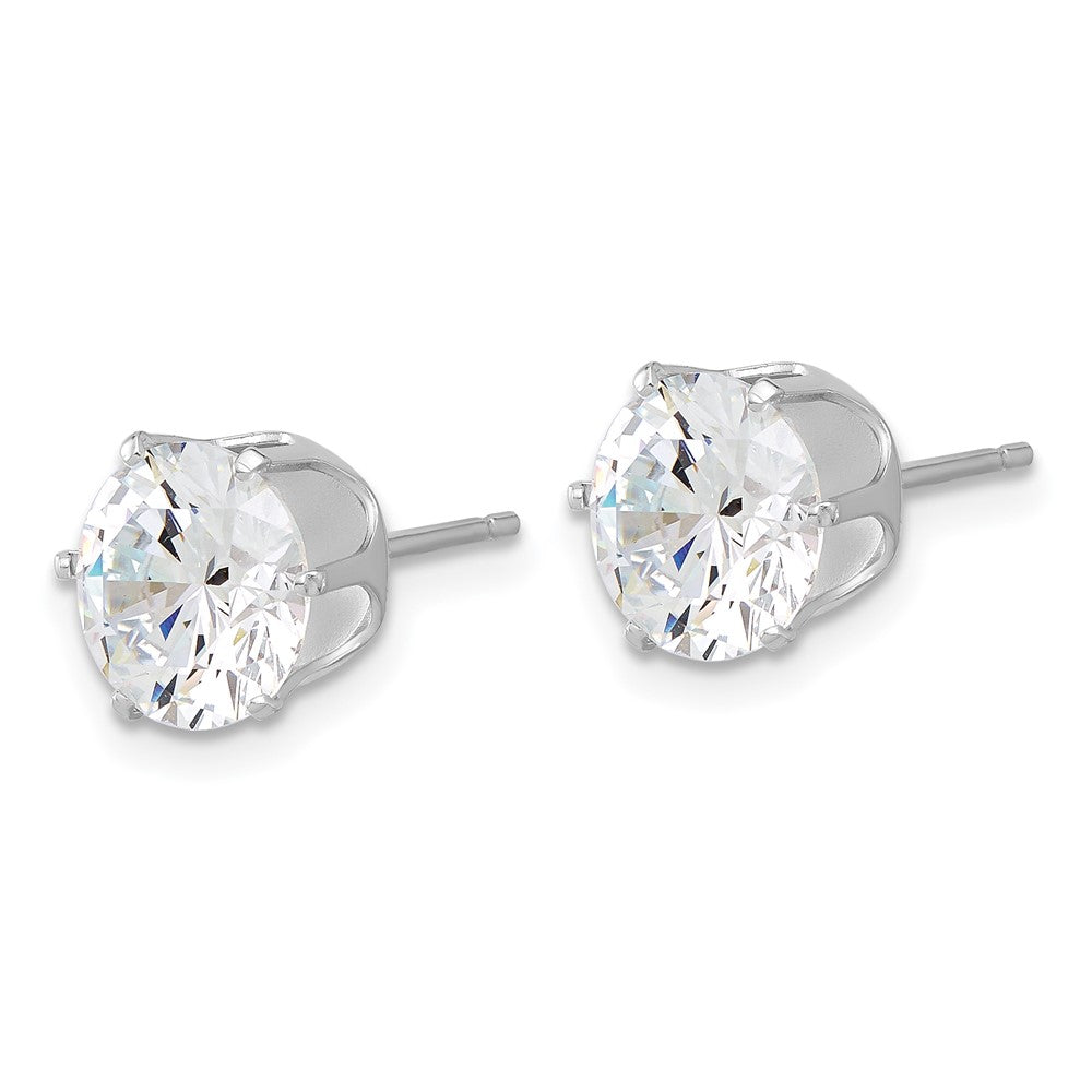 QE17112 Sterling Silver Rhodium-plated Polished 8mm CZ Post Stud Earrings