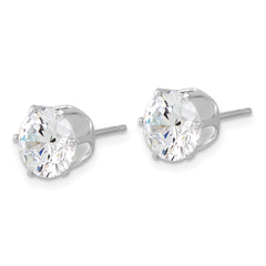 QE17112 Sterling Silver Rhodium-plated Polished 8mm CZ Post Stud Earrings