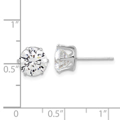 QE17112 Sterling Silver Rhodium-plated Polished 8mm CZ Post Stud Earrings