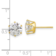 QE17112GP Sterling Silver Gold-tone Polished 8mm CZ Post Stud Earrings