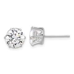 QE17112 Sterling Silver Rhodium-plated Polished 8mm CZ Post Stud Earrings