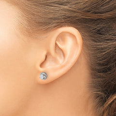 QE17122 Sterling Silver Rhodium-plated Polished Swirl CZ Circle Post Earrings