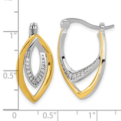 QE17167 Sterling Silver Rhodium-plated Gold-tone Polished CZ Fancy Hoop Earrings