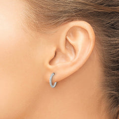 QE17172 Sterling Silver Flash Platinum-plated Twisted CZ C Hoop Post Earrings