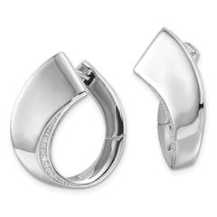 QE17173 Sterling Silver Rhodium-plated Polished Fancy CZ Hoop Earrings
