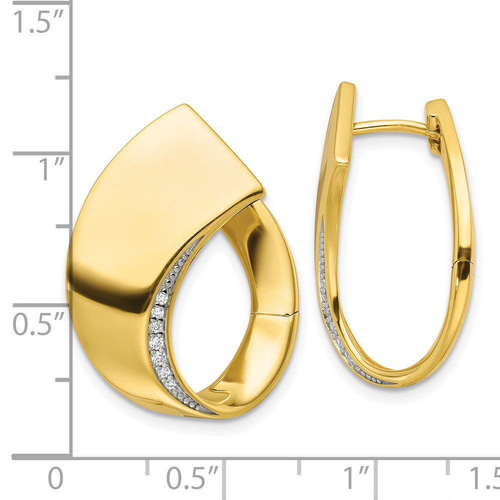 QE17173GP Sterling Silver Gold-tone Polished Fancy CZ Earrings