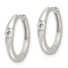 QE17182 Sterling Silver E-Coating CZ Hinged Hoop Earrings