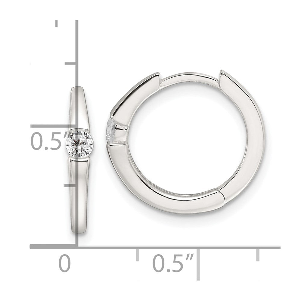 QE17182 Sterling Silver E-Coating CZ Hinged Hoop Earrings