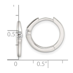 QE17182 Sterling Silver E-Coating CZ Hinged Hoop Earrings