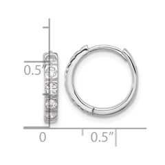 QE17192 Sterling Silver Rhodium-plated CZ 2.75mm Hinged Hoop Earrings