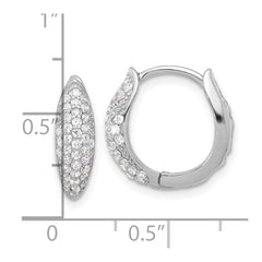 QE17205 Sterling Silver Rhodium-plated Pav������������������������������������������������������ CZ Hinged Huggie Hoop Earrings