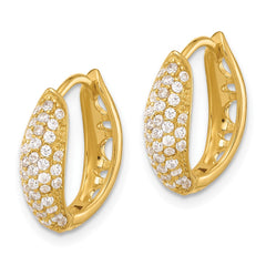 QE17205GP Sterling Silver Gold-tone Pav������������������������������������������������������ CZ Hinged Huggie Hoop Earrings