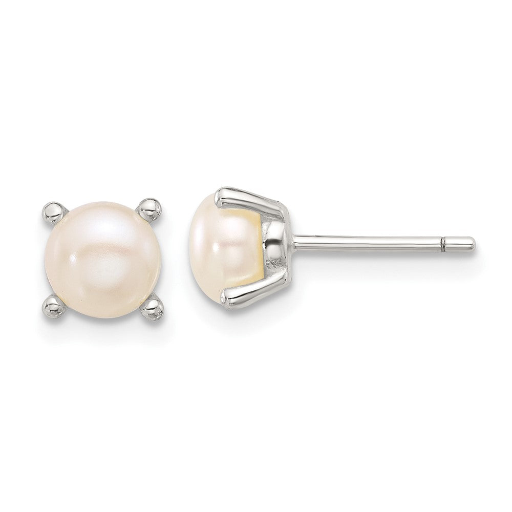 QE17208 Sterling Silver E-Coating 6mm FWC Pearl Post Earrings