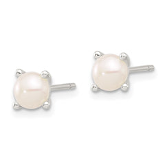 QE17209 Sterling Silver E-Coating 5mm FWC Pearl Post Earrings