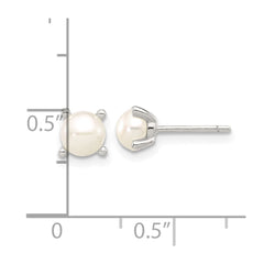 QE17209 Sterling Silver E-Coating 5mm FWC Pearl Post Earrings