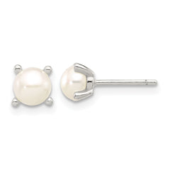 QE17209 Sterling Silver E-Coating 5mm FWC Pearl Post Earrings