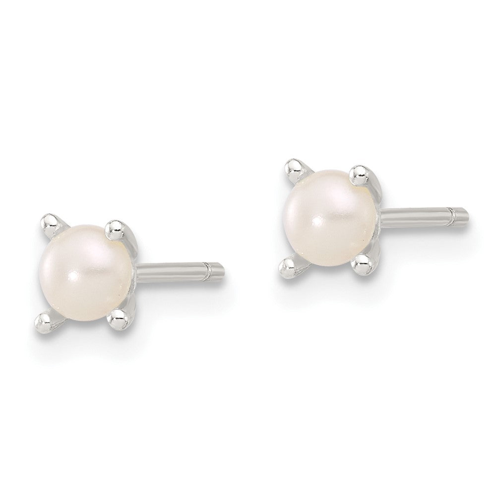 QE17210 Sterling Silver E-Coating 4mm FWC Pearl Post Earrings
