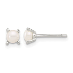 QE17210 Sterling Silver E-Coating 4mm FWC Pearl Post Earrings