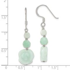 QE17351 Sterling Silver Polished Amazonite Beads & Rose Dangle Earrings