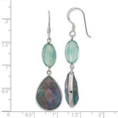 QE17360 Sterling Silver Polished Fluorite & Labradorite Teardrop Dangle Earrings