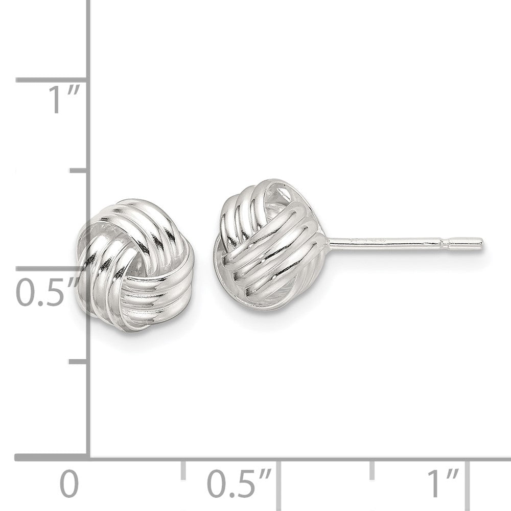 QE17472 Sterling Silver Polished Love Knot Post Earrings