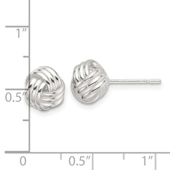 QE17472 Sterling Silver Polished Love Knot Post Earrings