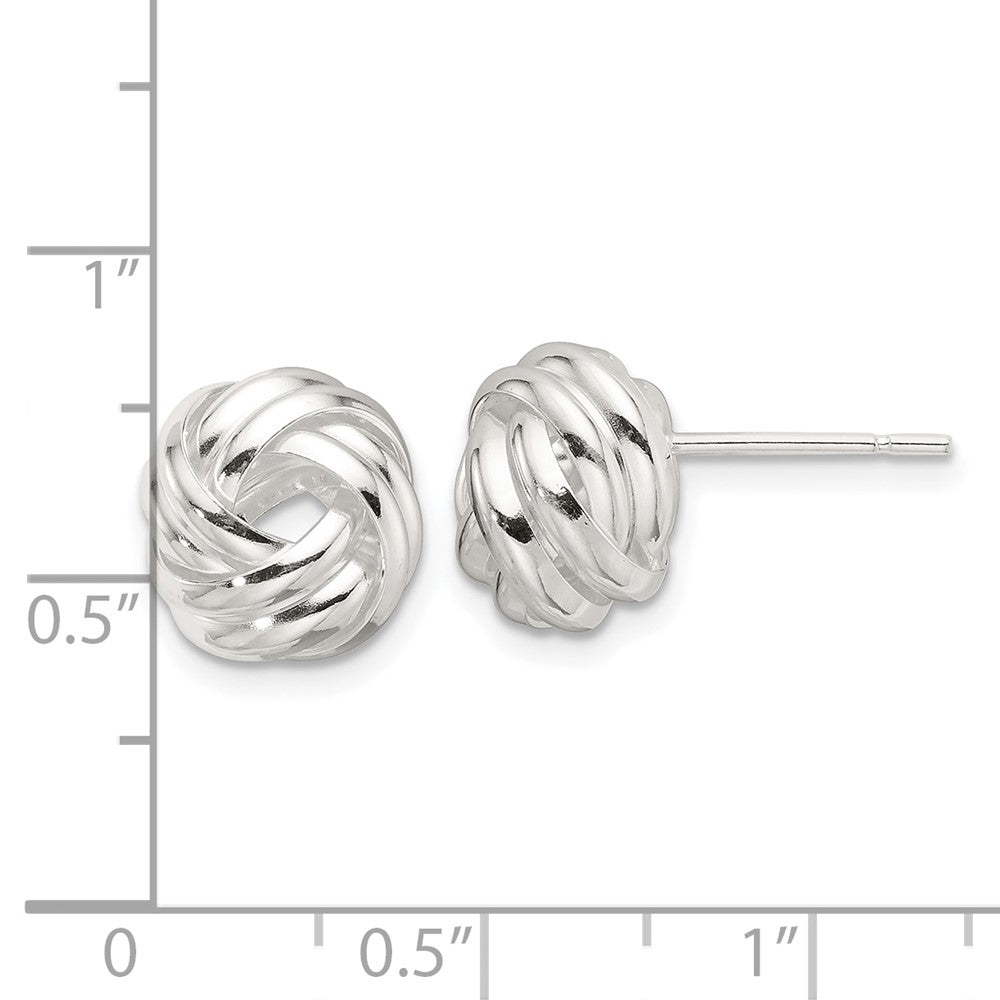 QE17474 Sterling Silver Polished Love Knot Post Earrings