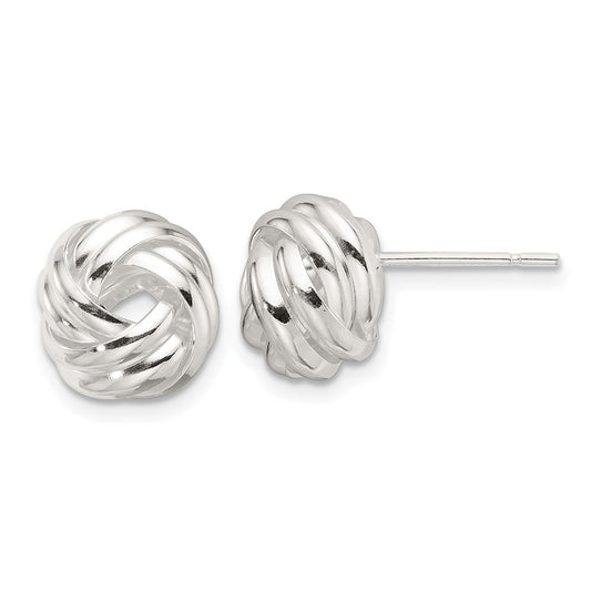 QE17474 Sterling Silver Polished Love Knot Post Earrings