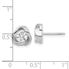 QE17478 Sterling Silver Rhodium-plated with CZ Love Knot Post Earrings