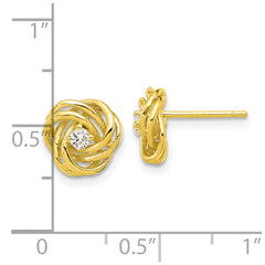 QE17480GP Sterling Silver Gold-tone Love Knot CZ Stud Earrings