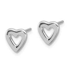 QE17486 Sterling Silver Rhodium-plated Open Heart Post Earrings