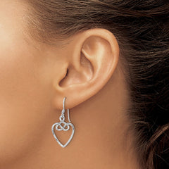 QE17531 Sterling Silver Rhodium-Plated Polished Dangle Knotted Heart Earrings