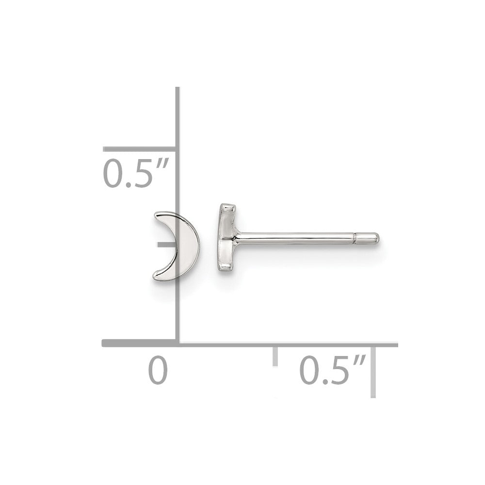 QE17546 Sterling Silver E-Coating Moon Post Earrings