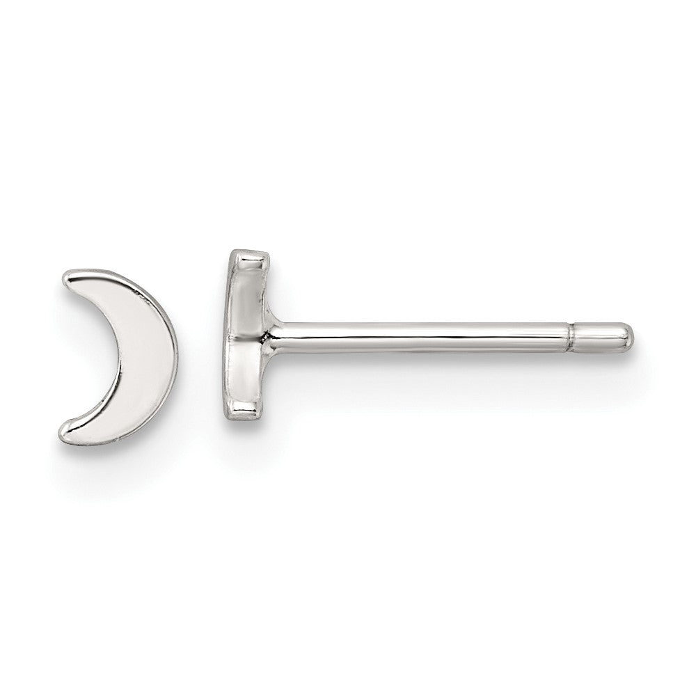 QE17546 Sterling Silver E-Coating Moon Post Earrings
