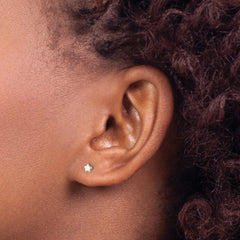 QE17547 Sterling Silver E-Coating Star Post Earrings