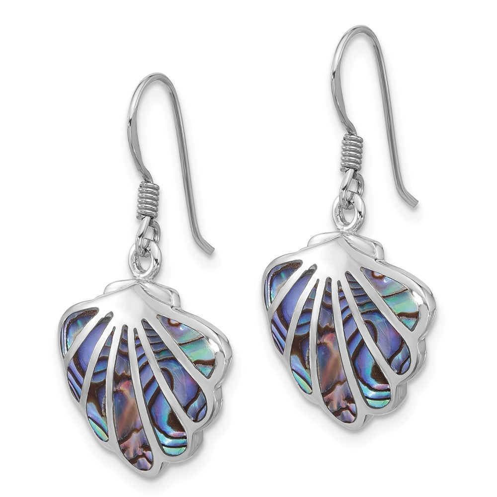 QE17569 Sterling Silver Rhodium-Plated Polished Abalone Shell Dangle Earrings