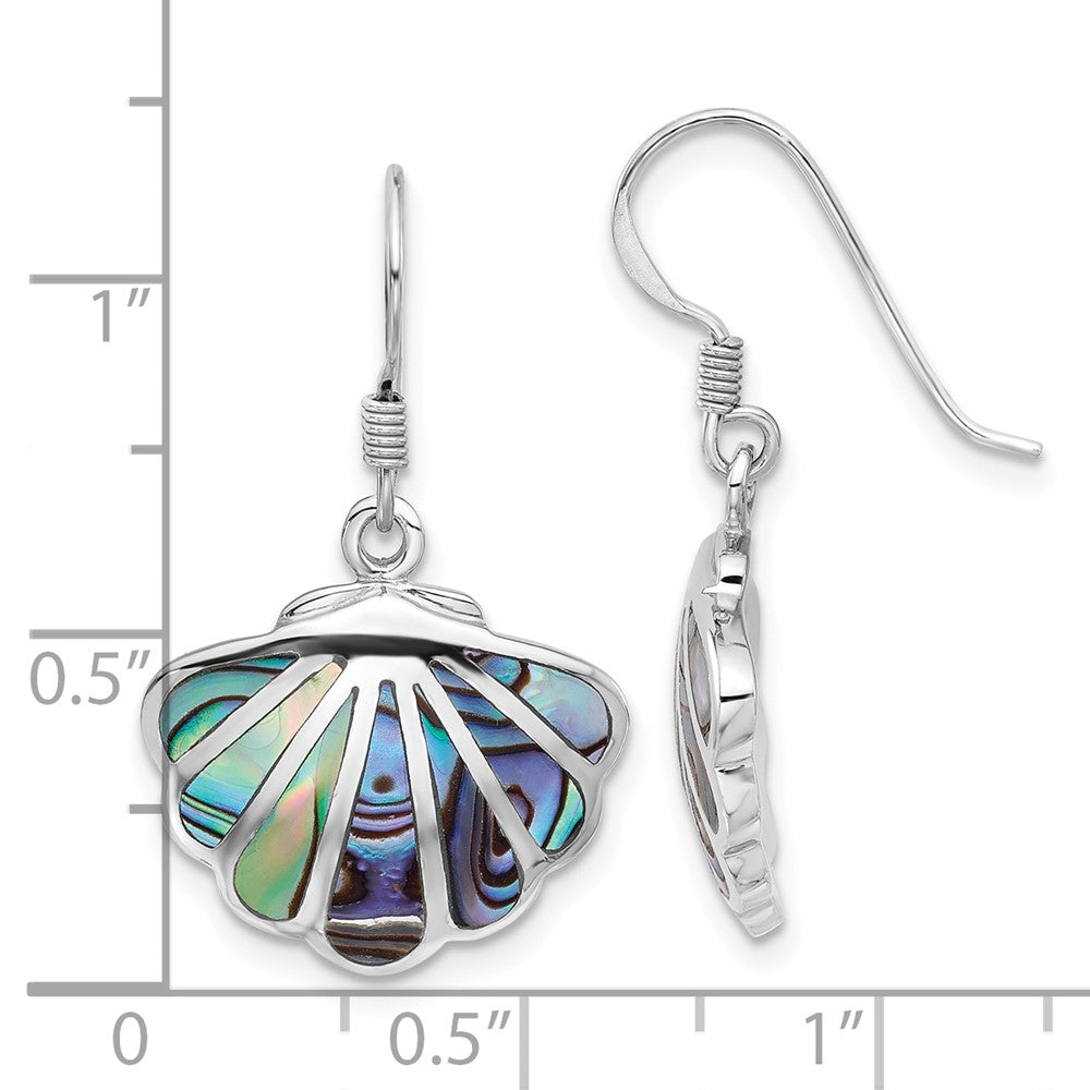 QE17569 Sterling Silver Rhodium-Plated Polished Abalone Shell Dangle Earrings