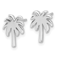 QE17570 Sterling Silver Rhodium-plated Palm Tree Post Earrings