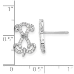 QE17588 Sterling Silver Rhodium-plated CZ Dog Post Earrings