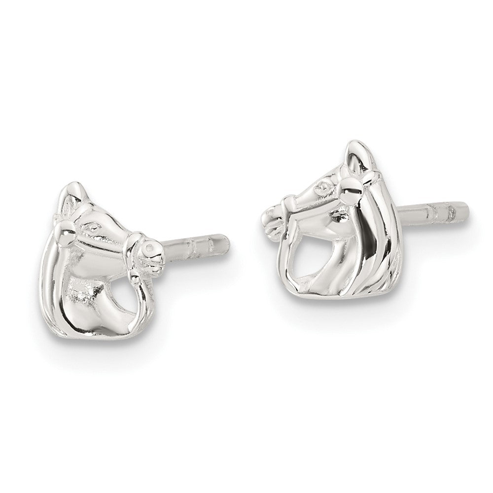 QE17594 Sterling Silver E-coated Horse Post Earrings