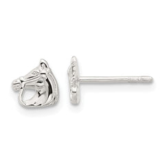 QE17594 Sterling Silver E-coated Horse Post Earrings