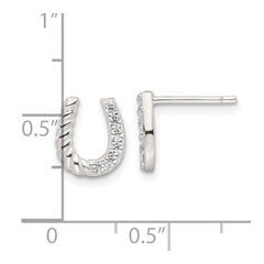 QE17595 Sterling Silver E-Coating CZ Horseshoe Earrings