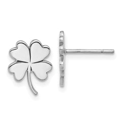 QE17602 Sterling Silver Rhodium-plated Polished Clover Post Earrings