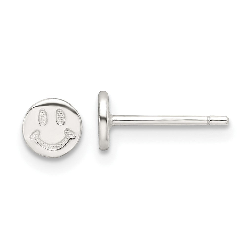 QE17606 Sterling Silver E-Coating Polished Smiley Face Post Earrings