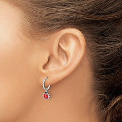 QE17617 Sterling Silver Rhodium-plated Madi K Enamel Ladybug Hoop Earrings