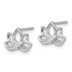 QE17643 Sterling Silver Rhodium-plated Lotus Flower Post Earrings
